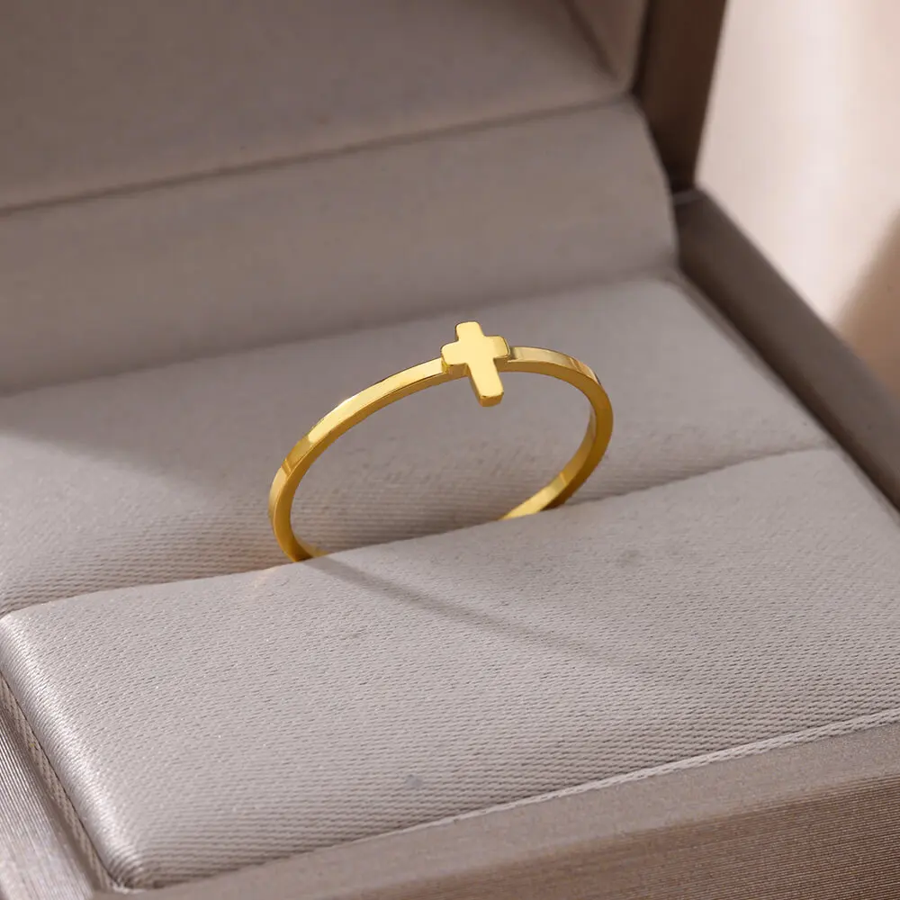 Simple Heart Moon Ring for Women Gold Color Stainless Steel Ring Opening Adjustable Sun Star Ring Fashion Jewelry Gift anillos
