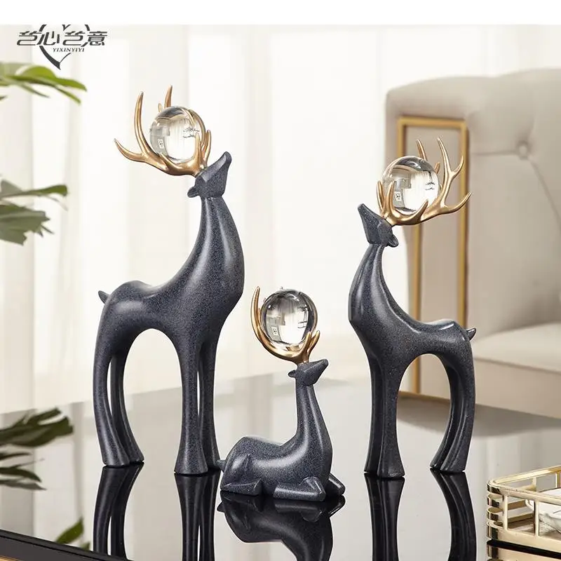 

Modern Home Decoration Resin Deer Ornaments Three-piece Suit Desktop Animal Statuette Decorative Crafts Furnishings Figurines