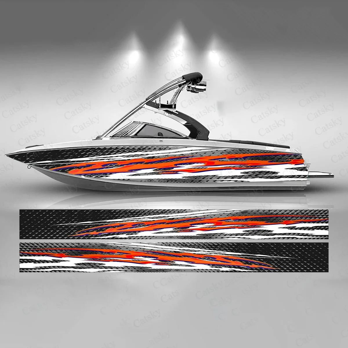 Hexagonal Colorful Dynamic Lines Beautiful Boat Sticker Vinyl Ship Pontoon Deck Boat Fishing Decorative Pontoon Boats Decal