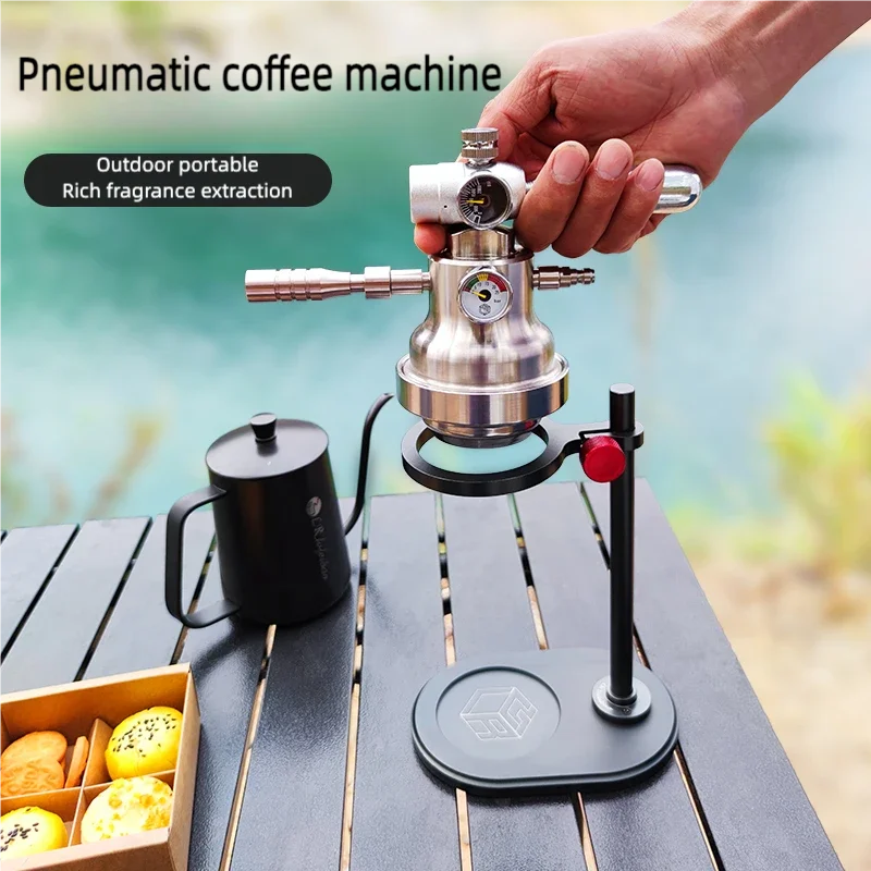 LRlufeibao Pneumatic Coffee Maker Camping Portable Espresso Extraction Set No Electricity Detachable 9bar Outdoor Coffee Machine