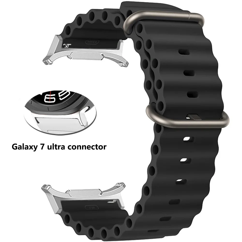 Correa de silicona Ocean para Samsung Galaxy Watch 7 Ultra 47mm sin huecos Correa de extremo curvo para GALAXY ULTRA 47MM pulsera deportiva Correa