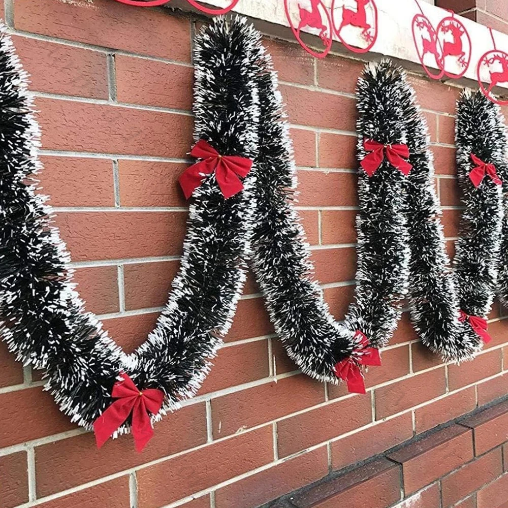Tinsel Garland Decoration - Guirnalda navideña colgante verde oscuro con