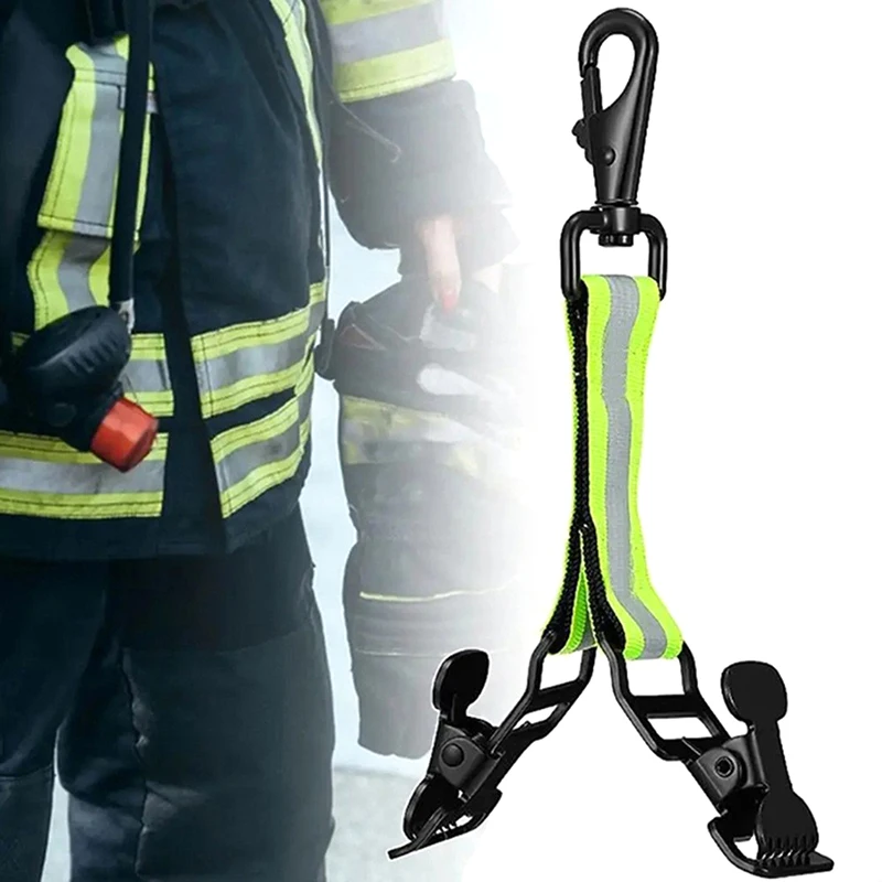 Universal Gloves Holder With 1/ 2 Clips Reflective Glove Buckle Glove Clips Firefighter Glove Strap For Hanging Gloves Tool Bags