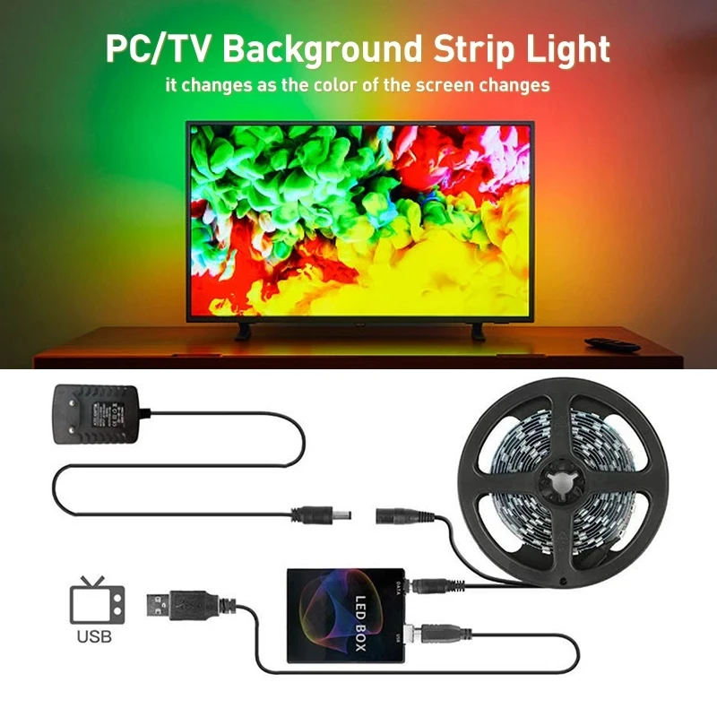 Immersive PC/TV Background Light Strip RGBIC LED Strip Computer Display Screen Sync Smart APP Control Music Sync Ambient Lamps