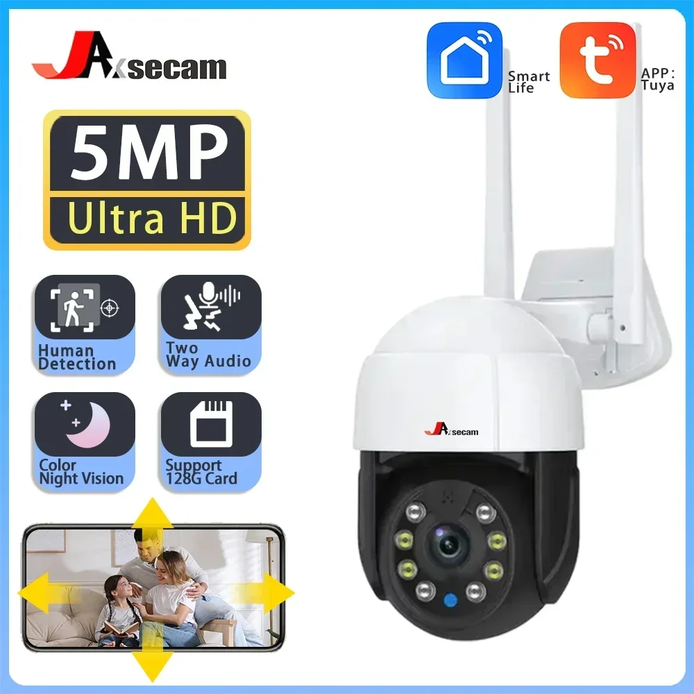 Tuya 5MP HD Lens PTZ WIFI Camera Full Color Night Vision Human Auto Tracking Two-way Audio Outdoor Security IP Camera