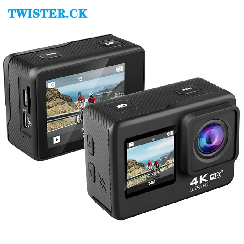 Q60AR 4K 30FPS 24MP WiFi Action Camera Waterproof 170°Wide Angle Len Dual Screen Display Video Camera For Outdoor Sports Cycling