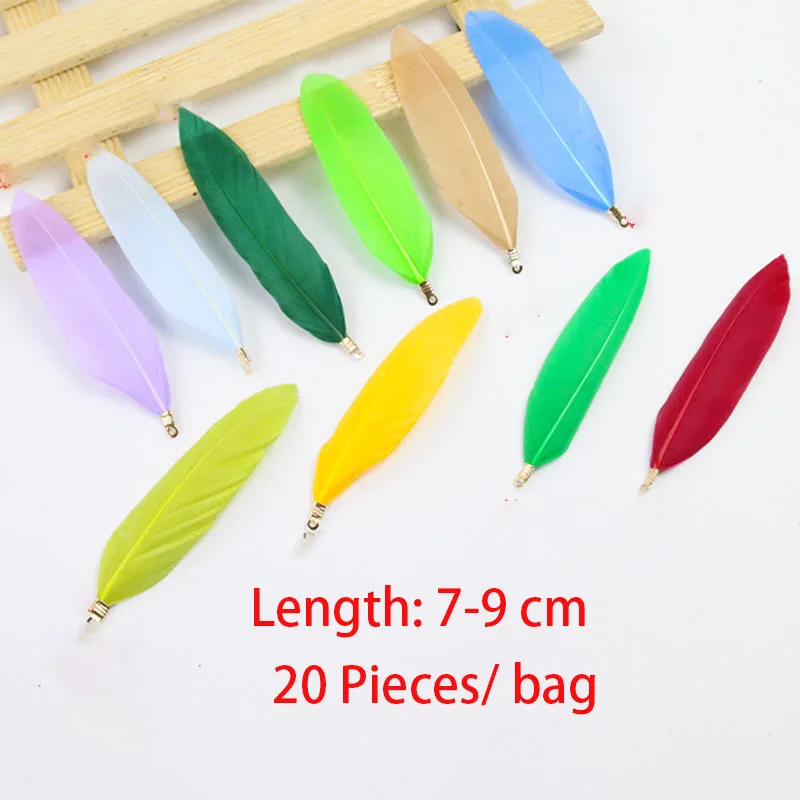 20Pcs Natural Goose Feather Charm Tassel Pendants for Crafting Feather Charm Earring Making DIY Decoration Jewelry Making