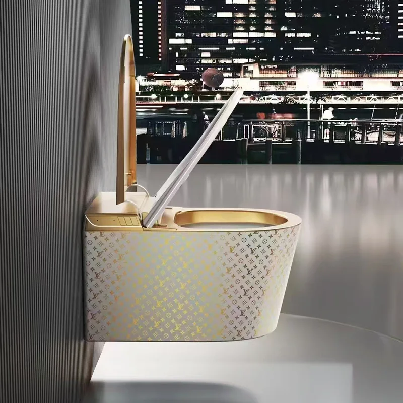 Patrón de oro tiran local colgante inodoro inteligente colgante de pared multifunción