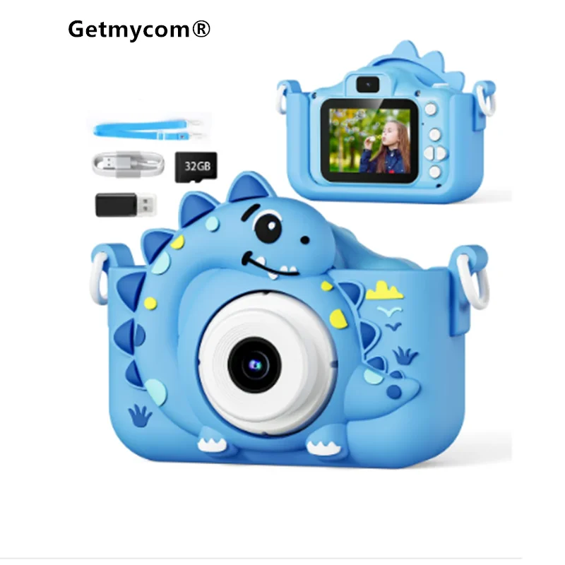 

Kids Toy Cameras Dinosaur Digital Camera 1080P HD Outdoor Photography With 32GB Card Silicone case for Halloween Christmas Gifts