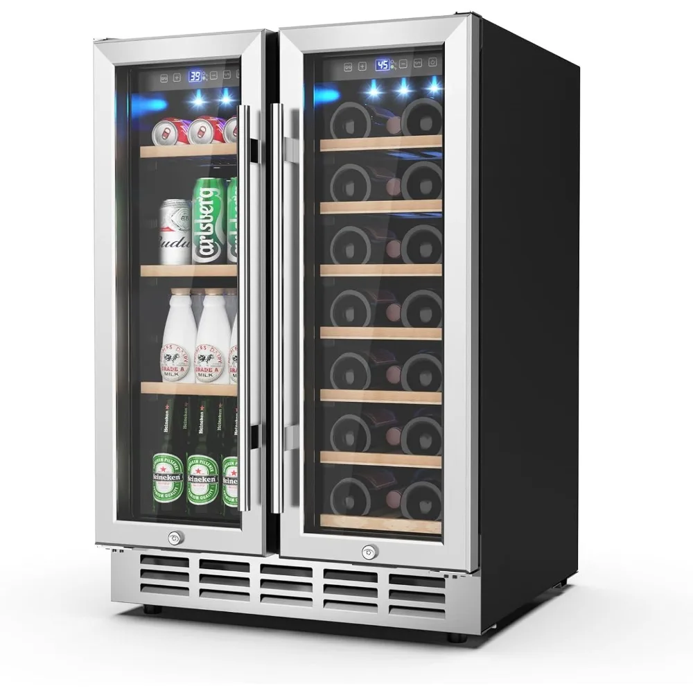 Wine Refrigerator,24 inch Wine Cooler Cooler with Precision Thermostat and Upgraded Compressor Cooling,Beechwood Shelves