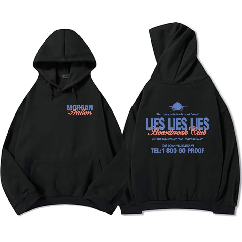 LIES LIES LIES Morgan-Wallen Hoodies Streetwear Hip Hop Men/Women Sweatshirts for Winter/Fall Long Sleeve Graphic Pullovers Male