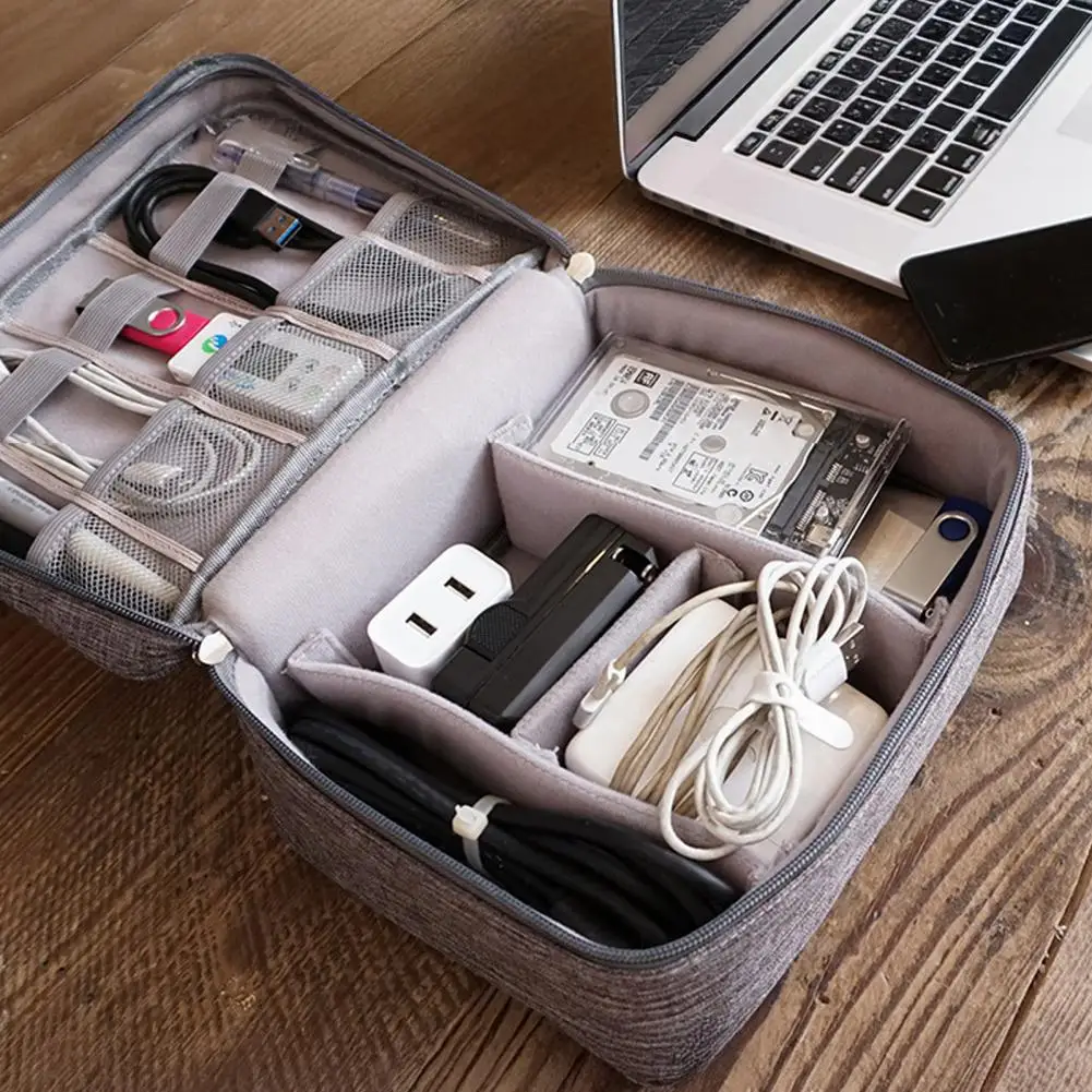 Compact Storage Case Portable Storage Bag Cable Storage Bag Organizer Capacity Earphone Charger Case Waterproof Digital