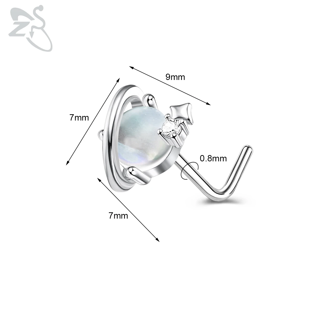 Cute CZ Crystal Nose Stud L-Shape