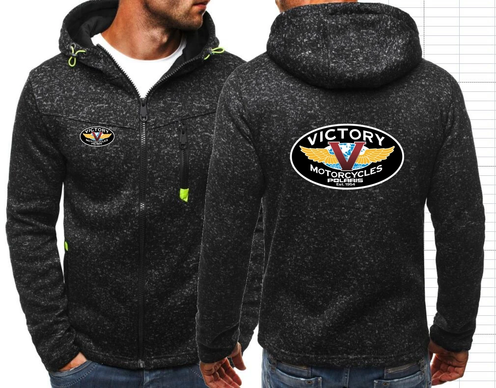 Victorys Polaris American Motorcycle Men\'s Hoodies Sweatshirts Victoryed Men\'s Casual Hooded Coat Sports Jacquard Hoodie Jacket