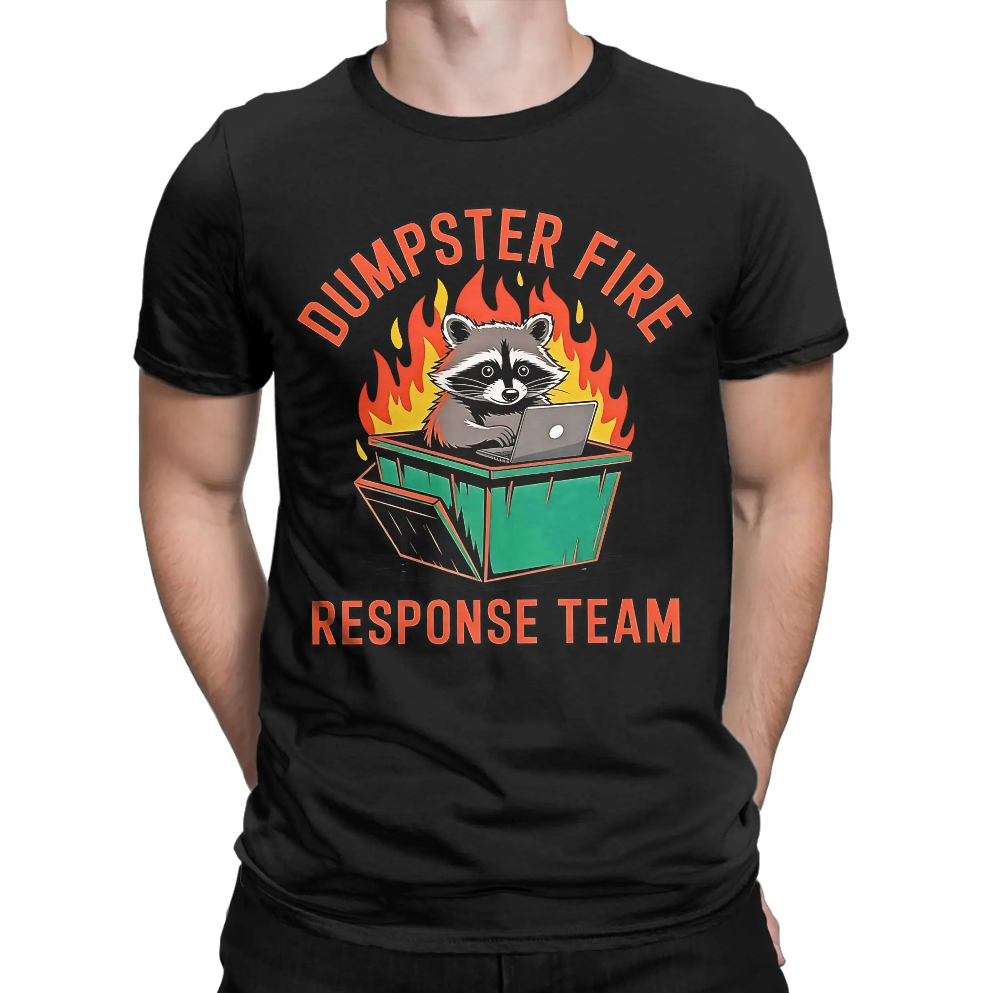 Dumpster Fire Response Team with Raccoon and Possum Men's T Shirts  Tee Shirt Short Sleeve O Neck T-Shirt Pure Cotton Clothes