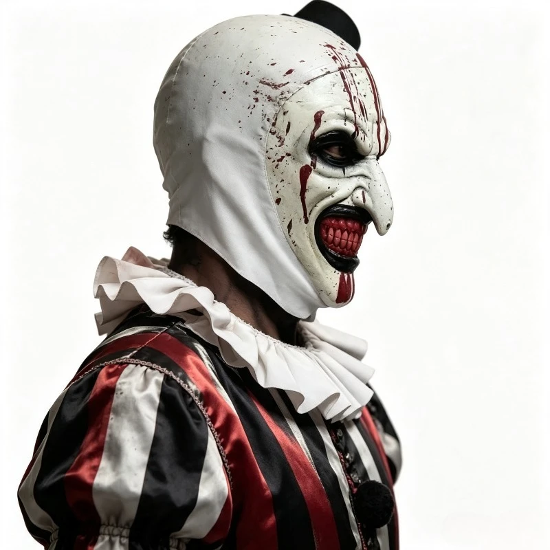 Broken Soul Clown Art Horror Bloody Mask Hooded Headgear Suitable for Halloween Stage Performance Carnival Cosplay Accessories