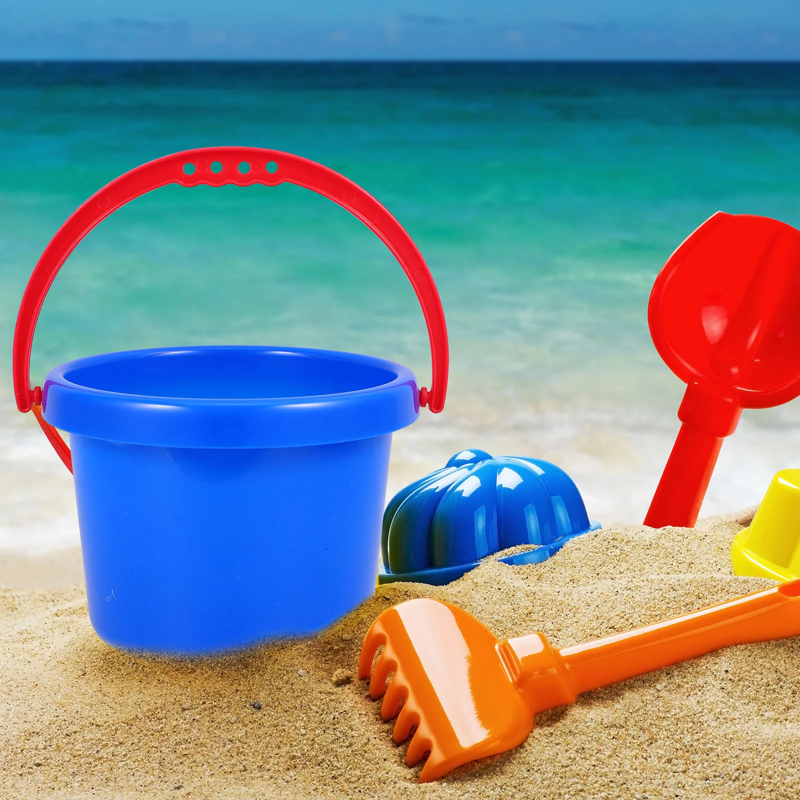 2PCS Sand Bucket Beach Toy Pails Multi use Strainer Digging Buckets Seaside Portable Ice Storage Non