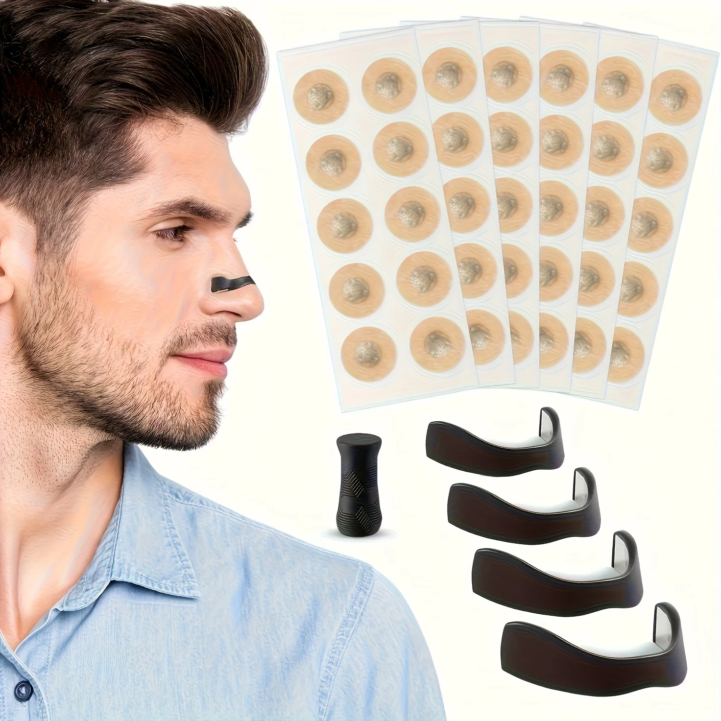 Bandes nasales magnétiques anti-ronflement – Kit efficace pour arrêter les ronflements et optimiser la respiration pendant le sommeil – Interférence H2636