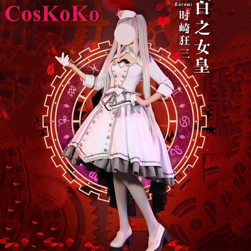 CosKoKo Tokisaki Kurumi Cosplay Anime randka kostium na żywo biała królowa formalna sukienka impreza z okazji Halloween do odgrywania ról odzież nowa