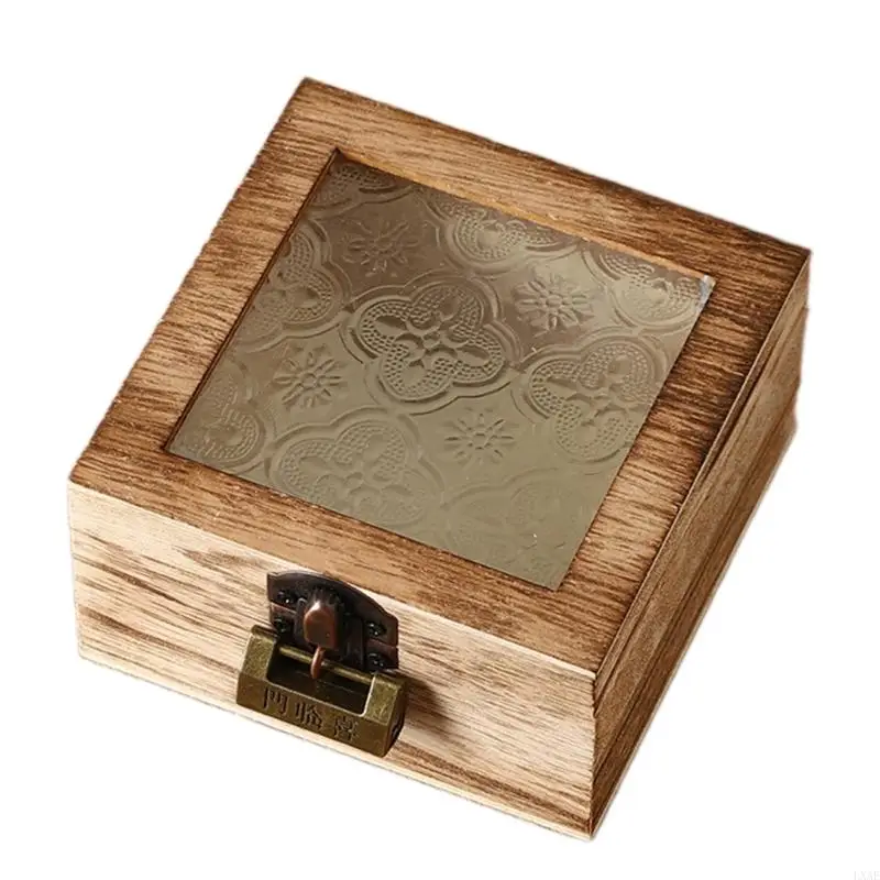 Decorative Wooden Glass Lid Jewelry Box Scratch Resistant Floral Designs Spacious Vanity Organiser For Accessories