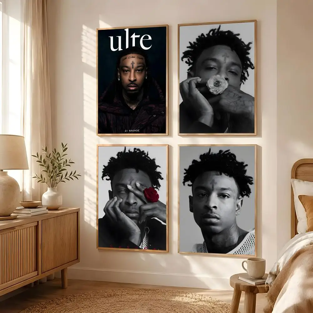 Rapper 21 Savage Poster Poster All-match HD Waterproof Self-Adhesive Wall Art Sticker For Home Bedroom