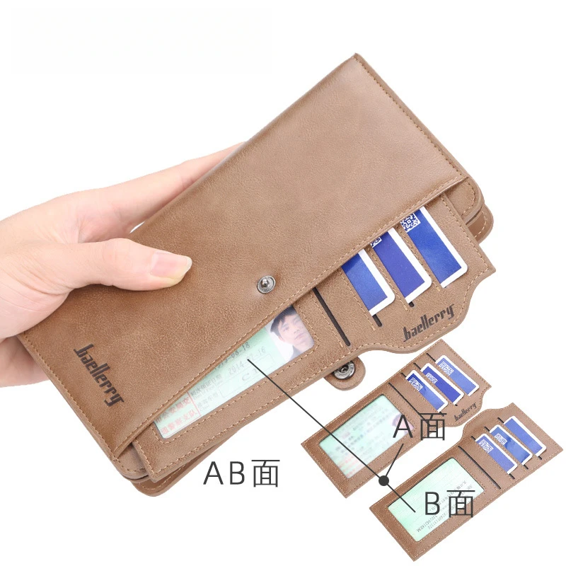 Men clutch bag PU leather wallets business large capacity card holder men purse male handbag