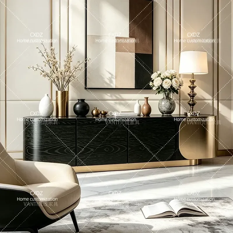Modern Minimalist TV Cabinet for Living Room High End Floor Storage Unit Audio Visual Console Table Villa Home Furniture