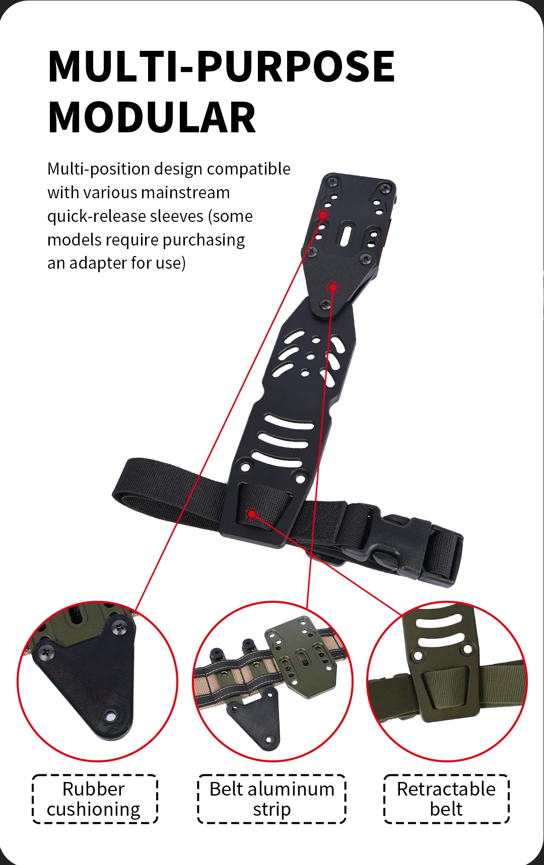 Taktischer 90-Grad-Adapter aus Aluminiumlegierung, dreieckiges Pad, drehbarer Adapter, kompatibel mit QLS-Plattform, Holster, Drop-Leg-Band, Jagd. – Detail 6