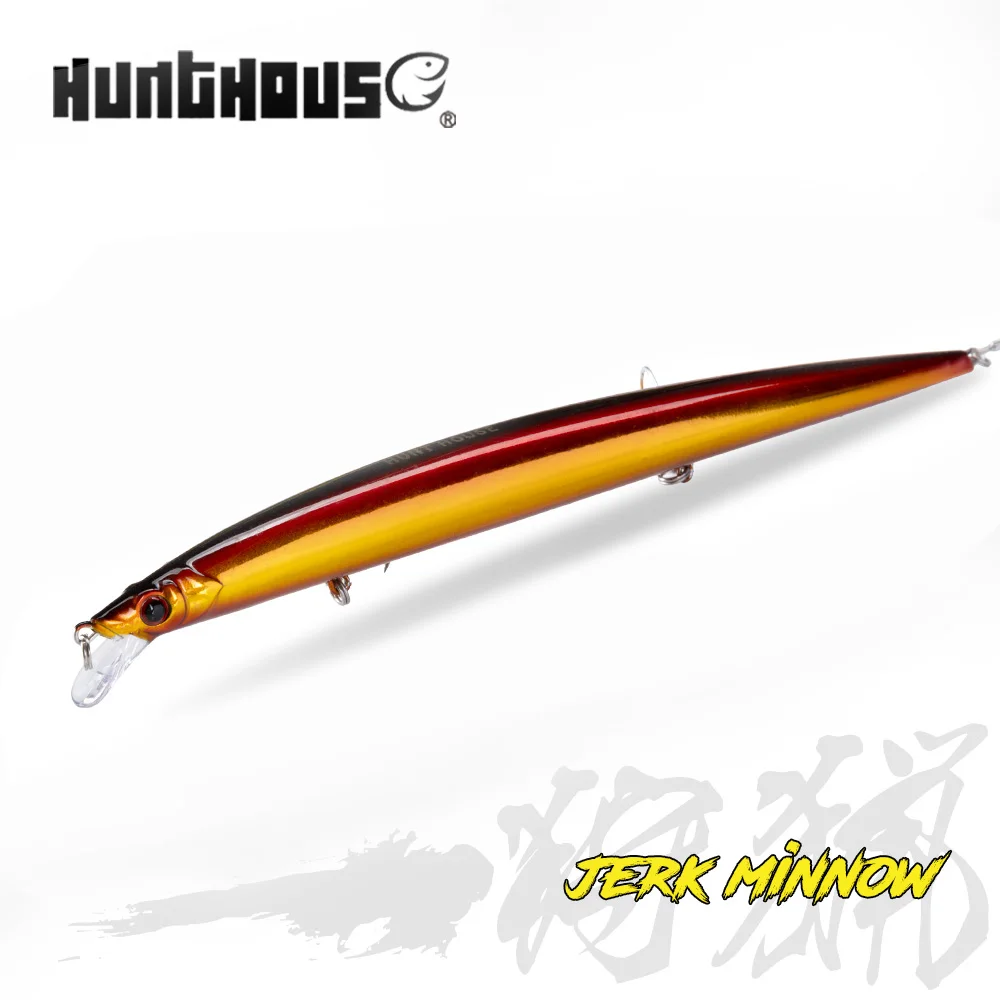 Hunthouse 210mm/34g Jerk Minnow Fishing Lure Long Casting Hard Bait Floating Pesca Jerkbaits Body Steel Stainless Hardcore Fish