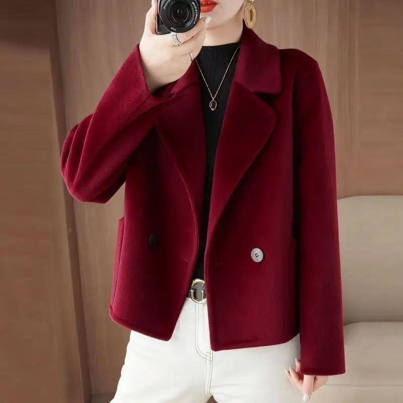 Fashionable Woolen Suit Jacket Women's Loose Fit Elegant Style Little Black Dress Trend Autumn Winter New Arrival
