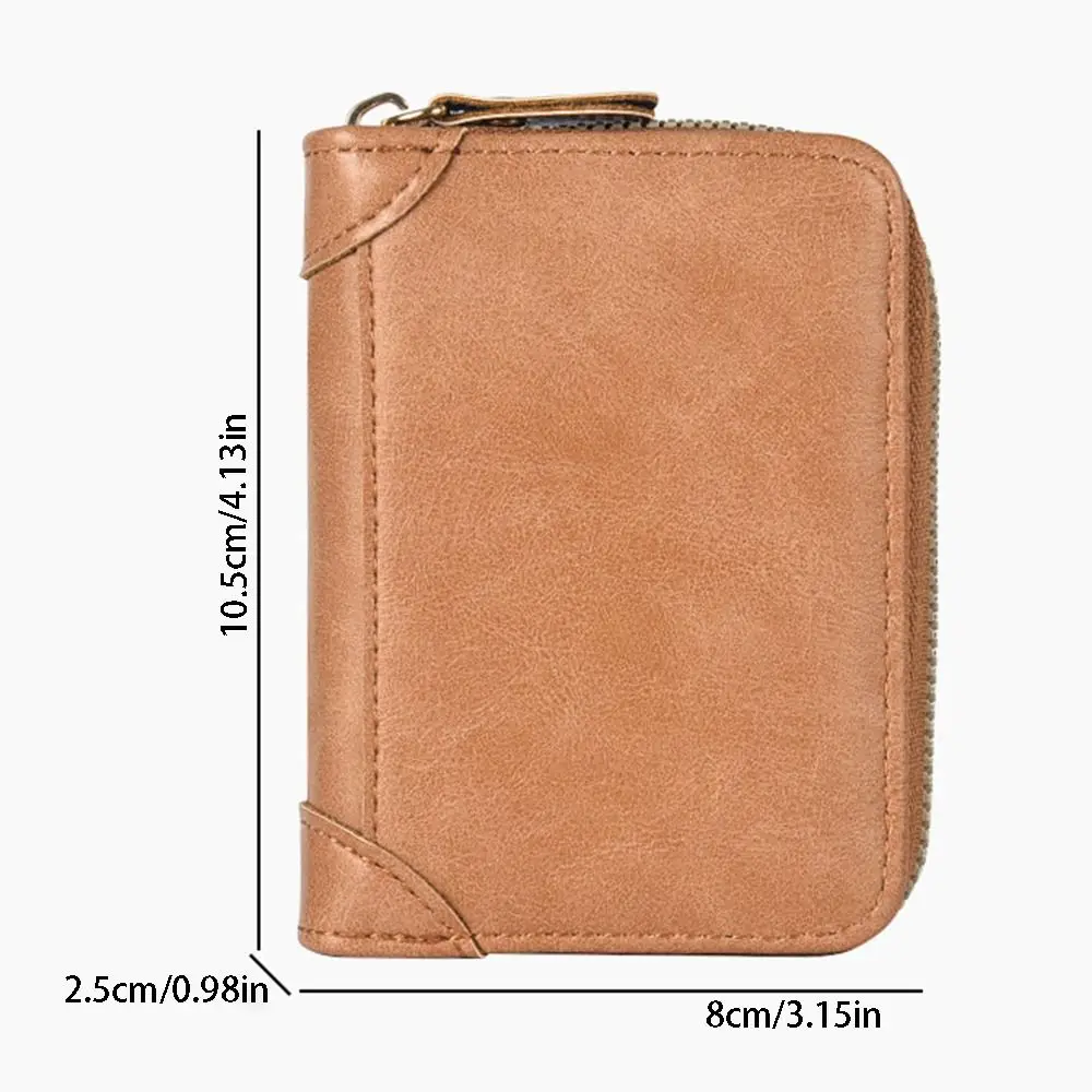 محفظة بسيطة لحمل البطاقات من الجلد الصناعي 14 فتحة للبطاقات حامل بطاقة FRID كم سعة كبيرة بلون سادة محفظة قصيرة للرجال للأولاد