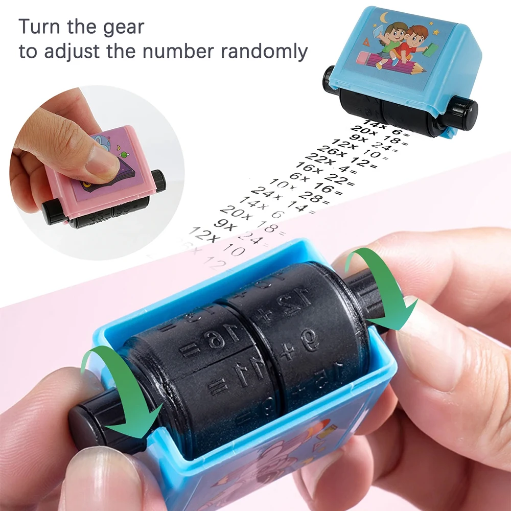 2 In 1 Addition and Subtraction Teaching Stamps for Kids Double-Head Roller Math Stamp Roll Within 100 Teaching Digital Stamp