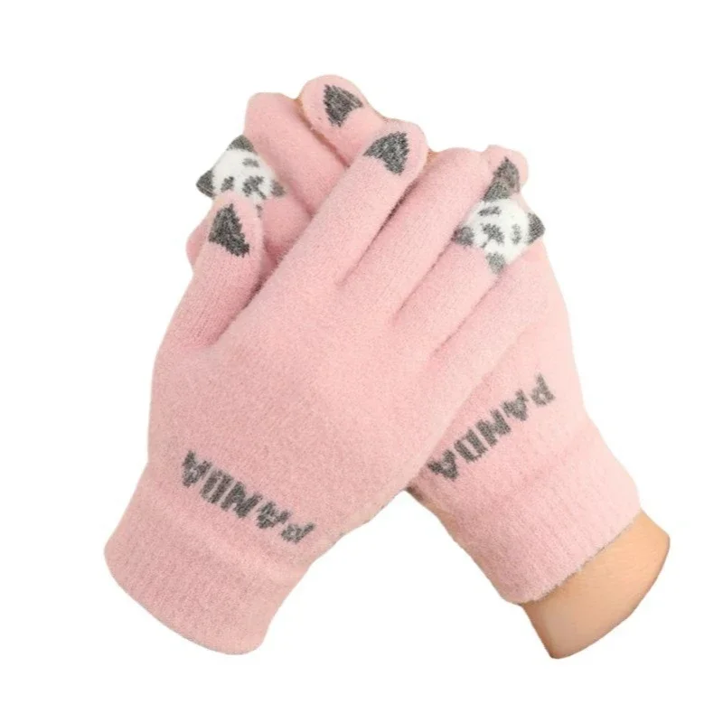 ถักถุงมือขี่จักรยานฤดูหนาวความร้อนผู้หญิงเด็กกลางแจ้งถุงมืออุ่นหน้าจอสัมผัสเล่นสกีตกปลาถุงมือรถจักรยานยนต์