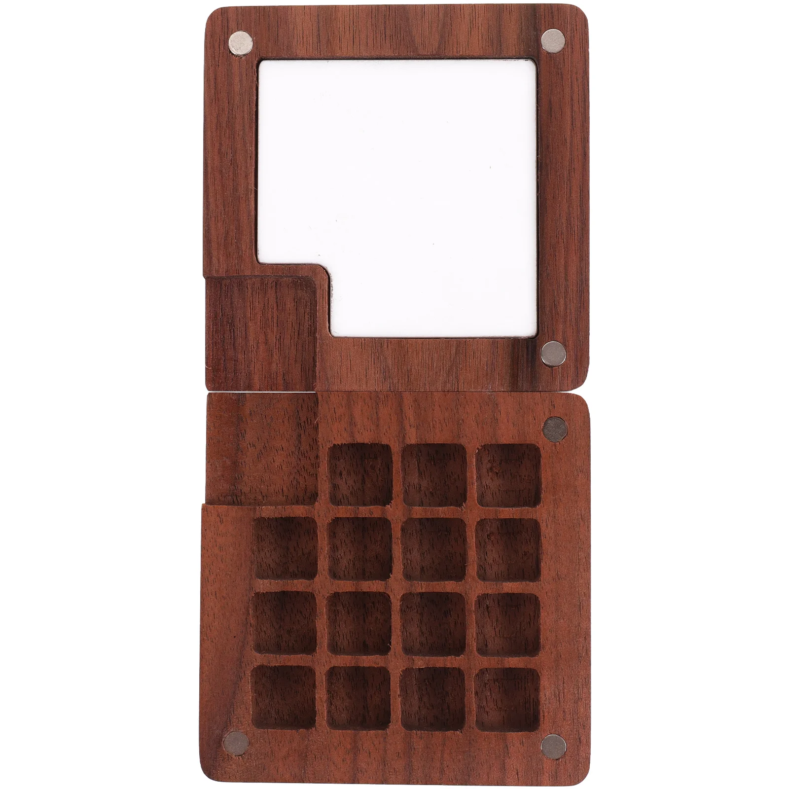 

Wooden Watercolor Palette Lid Mini 15 Colors Handmade Walnut Paint Box Durable Travel Supplies Pigment Tray