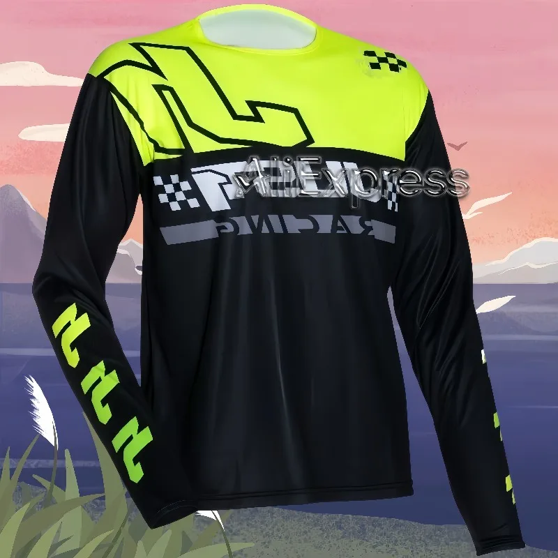 

Мужской мотоциклетный костюм 2025 года, дышащая быстросохнущая повседневная футболка с длинными рукавами и принтом, подходит для занятий спортом на открытом воздухе