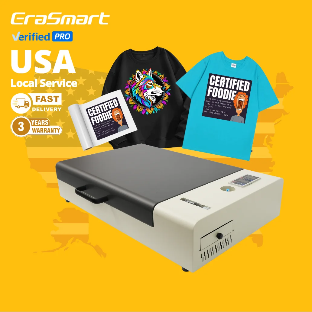 Erasmart Digital A3 A2 Desktop Pet Film T Shirt DTF Printer Powder Dryer Heat Curing Drying Oven DTF Oven With Air Purifier