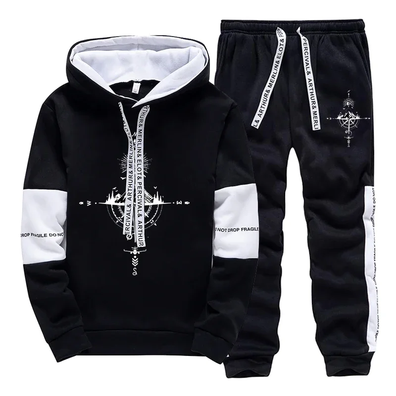 New Autumn Winter Men's Tracksuit Fashion Casual Hooded Sweatshirts Outdoors Sports Jogging Clothing Daily Single Hoodie Pants view 2