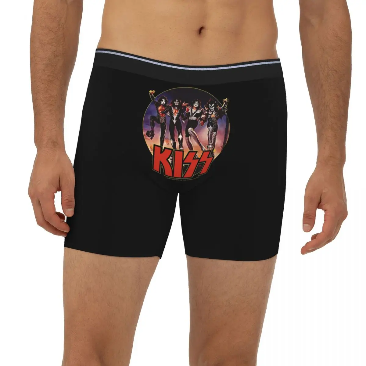 

Kiss Rock Band Retor Long Boxer Underpants Short Men Panties Soft Underwear for Homme Man Boyfriend Gift