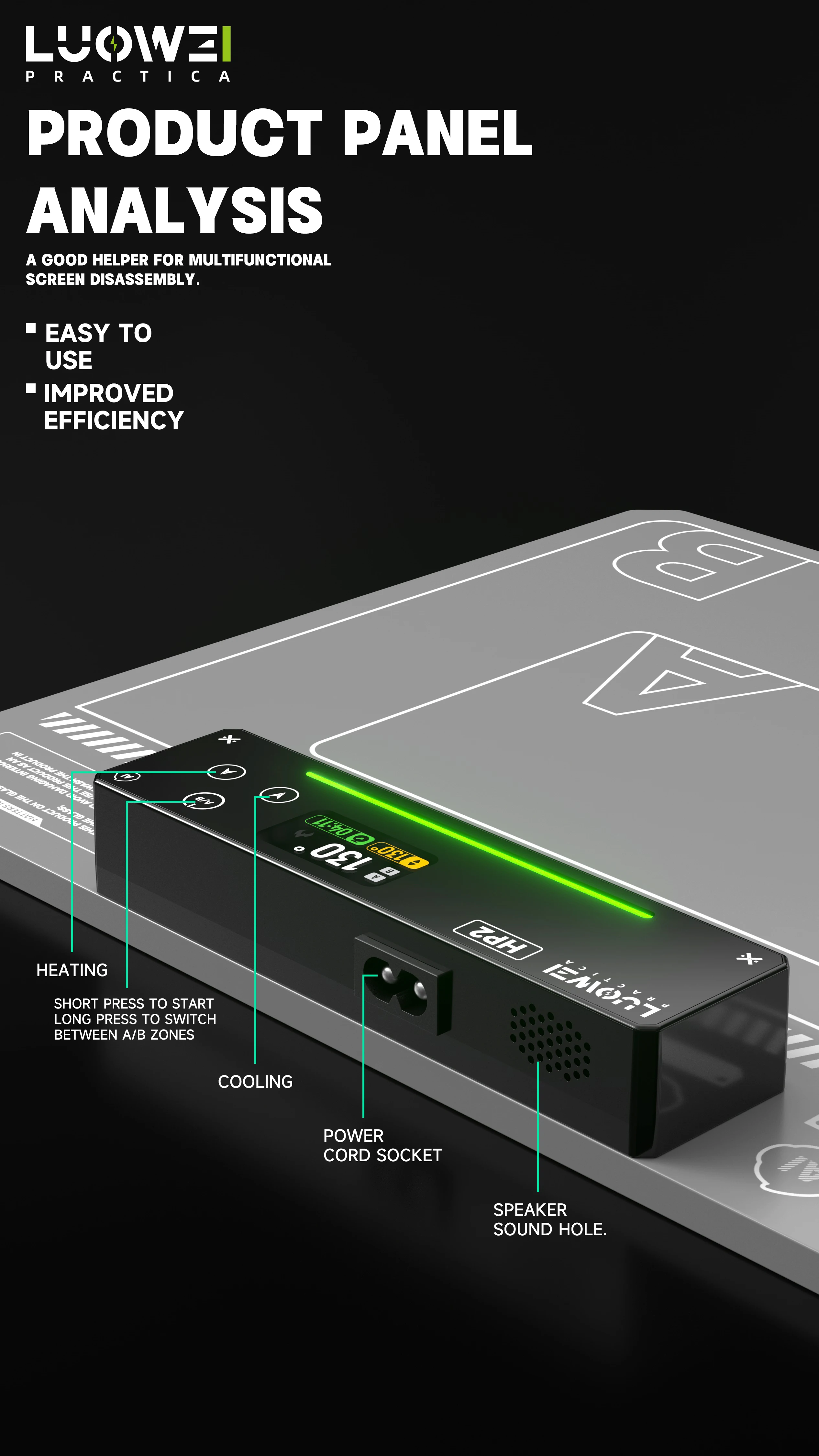 LUOWEI almohadilla de silicona para reparación móvil de área grande de 15 pulgadas/precalentador Luowei Silione tamaño grande 330x270MM W0RK AREA/mesa de reparación de automóviles