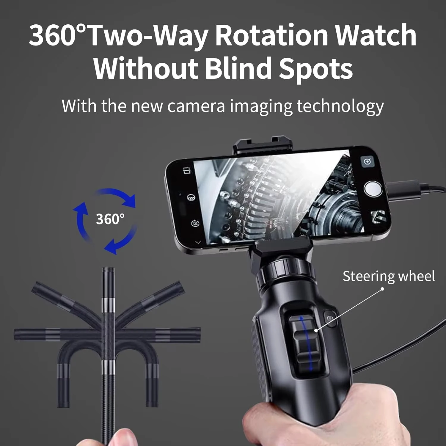 

S43 Two-way Articulating Borescope IP67 Waterproof LED Lighting Industrial Endoscope with 4.3 Inch Screen for Car Inspection