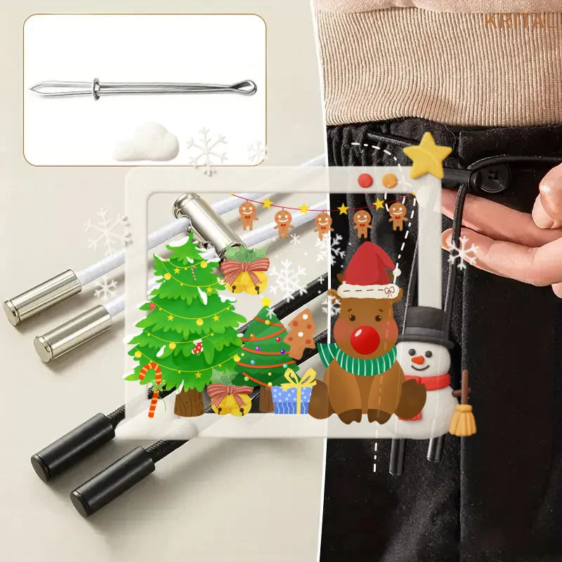 

2M Strong Elastic Band Sweatpants Waist Drawstring Strap With Threading Device ,Cord Lock Stopper DIY Sewing Band Accessories