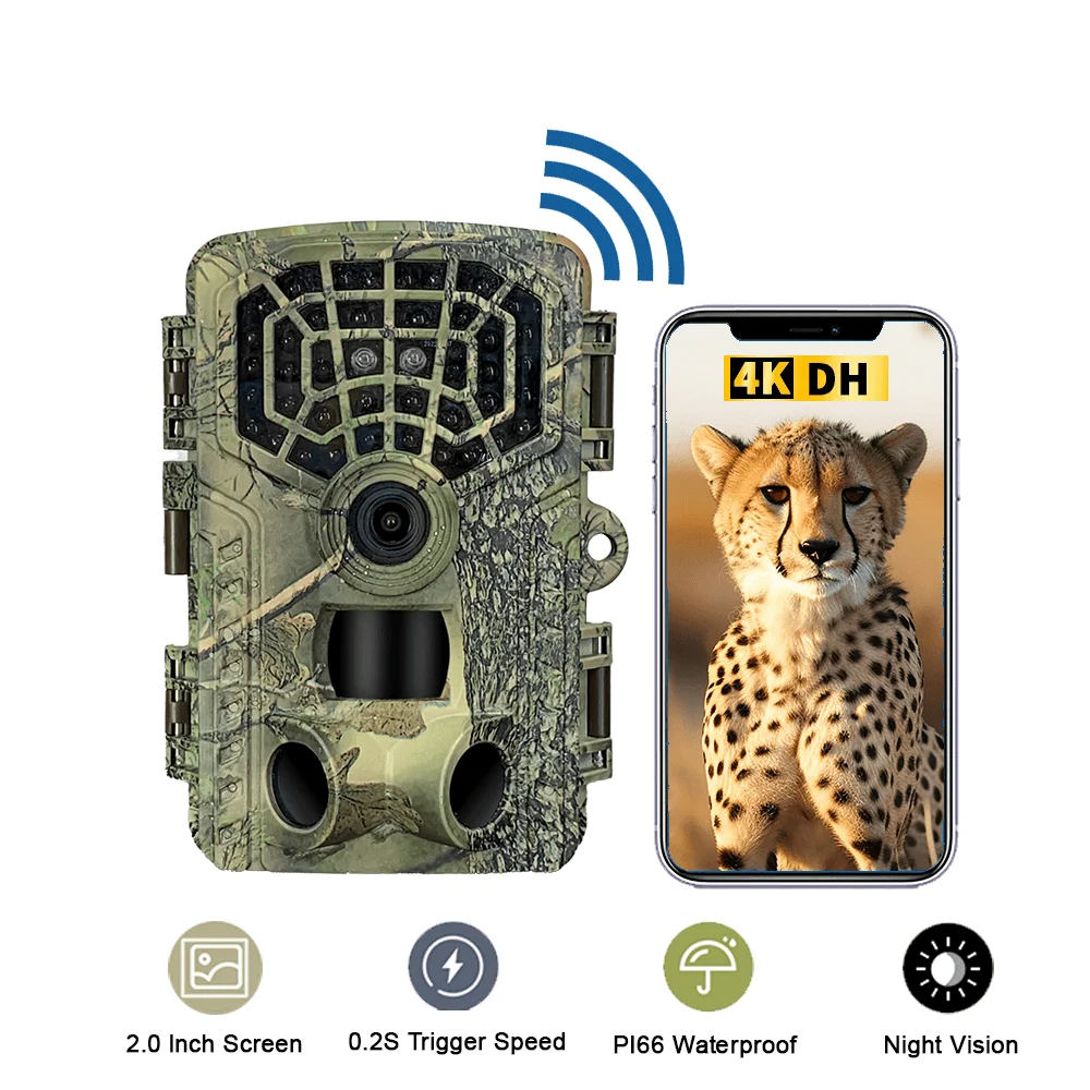 

WIFI Hunting Camera Wildlife Trail Camera HD Low Glow Arction 48MP 4K IP65 Waterproof Outdoor Photo Trap with Night Vision