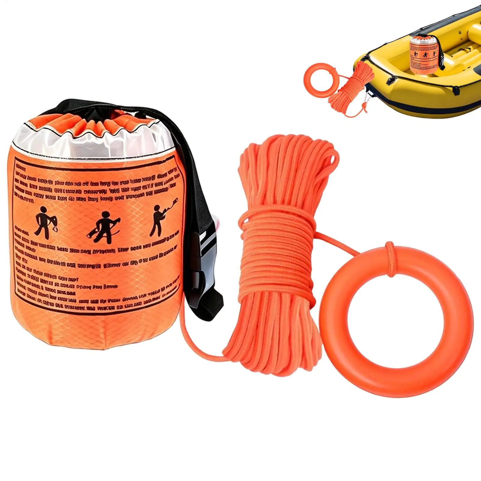 Floating Water Rescue Throw Bag Portable Safety Flotation Gear with Rope for Kayaking Boating Fishing Outdoor Water Activities