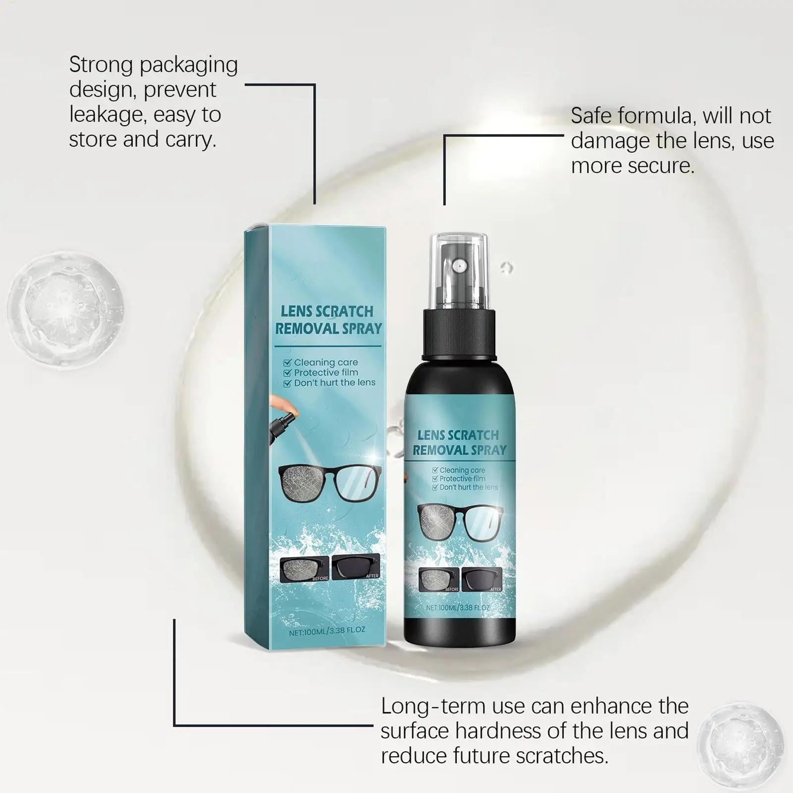 مزيل خدوش العدسة، بخاخ إصلاح الخدوش للنظارات، حل العناية المحمول لشاشات الكاميرا والهواتف الذكية وإلكترونيات الساعات