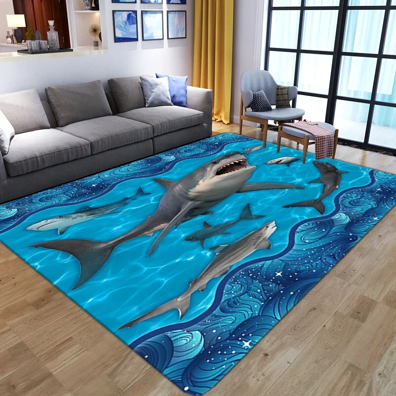 3D Ocean vivid shark soft Flannel Large Carpets child Tatami floor Mats Bedroom Home Lving Room washable Non-slip play area Rugs
