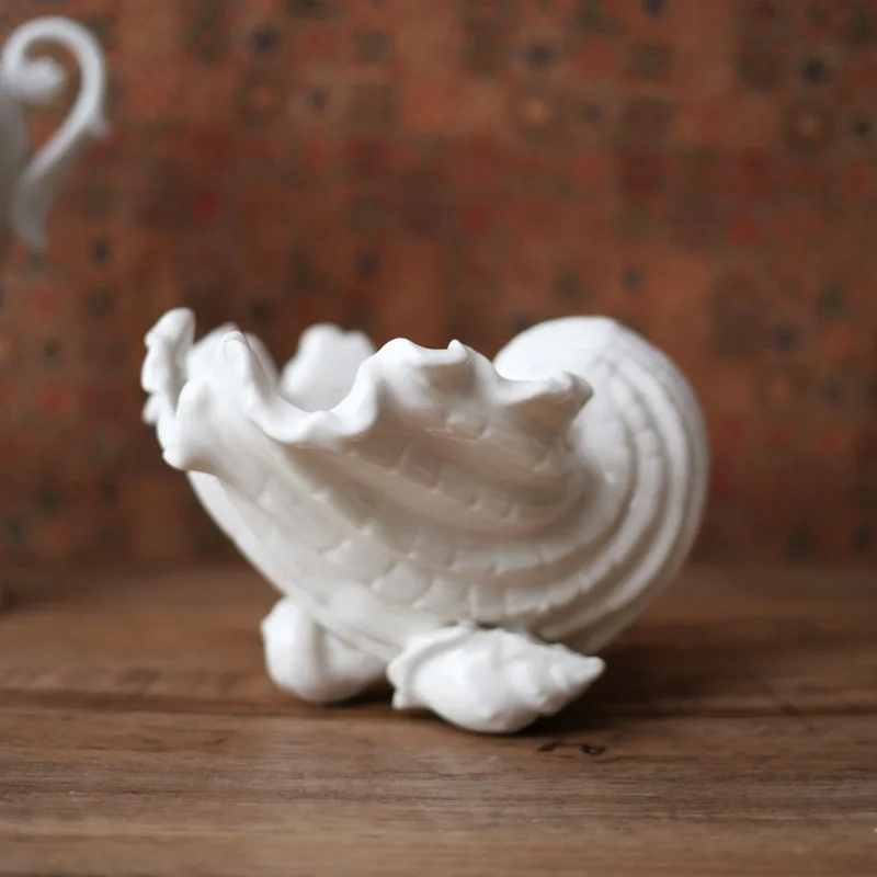 White High Temperature Ceramic Sea Style Simulation Conch Decoration/Home Deco