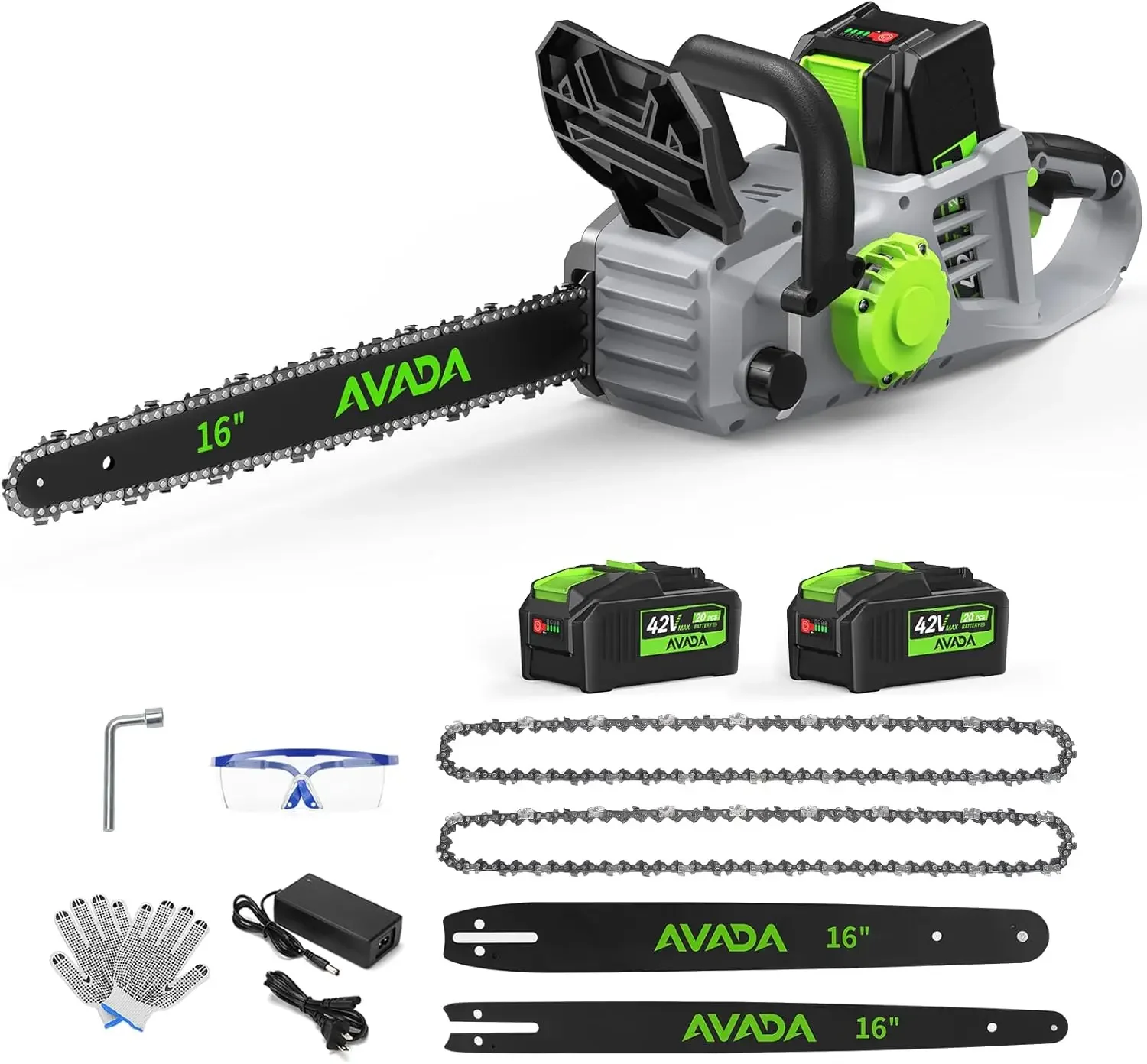 

Electric Chainsaw Cordless, 42V 16 Inch Battery Chainsaw with Brushless Motor and Quiet Superior Cutting Power, Hand Battery Pow