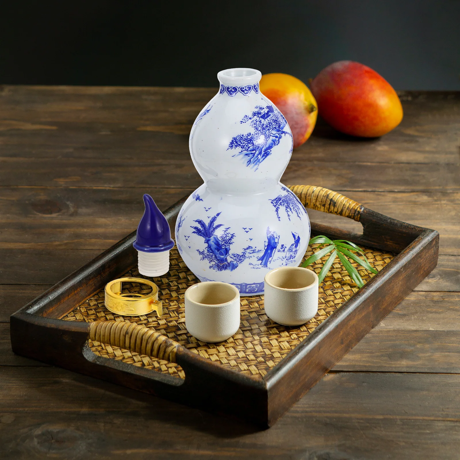 

Синий и белый фарфоровый бутылка для вина с тыквой, ручная роспись, традиционный китайский керамический кувшин для саке, портативный сервировочный кувшин