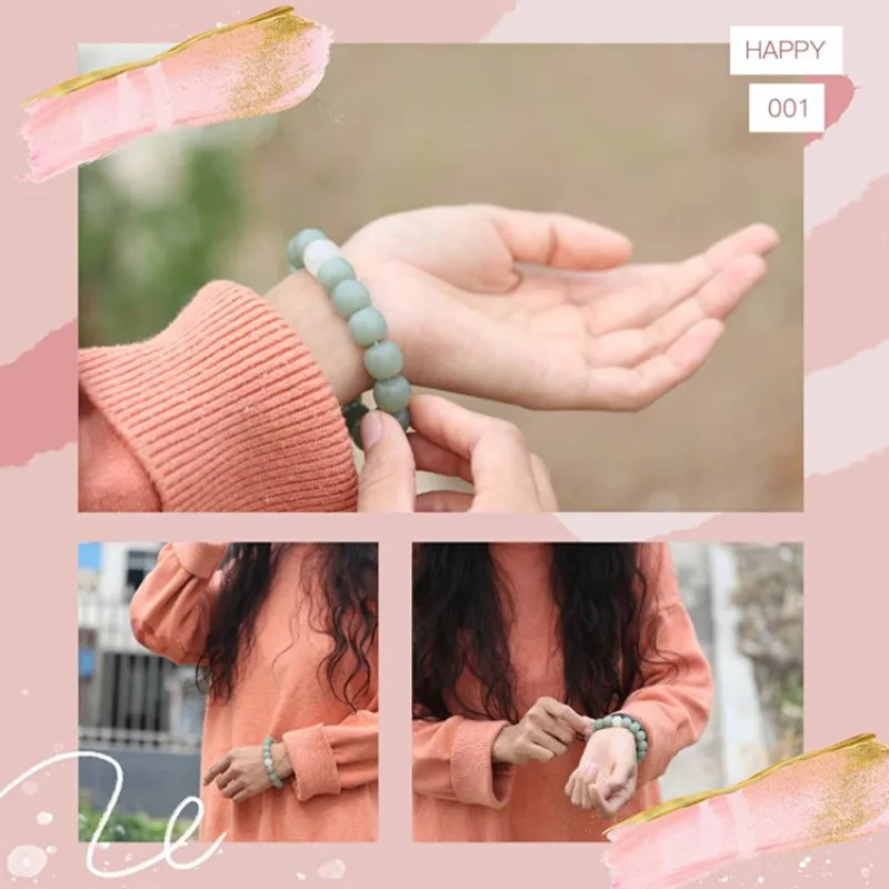 Natural Hetian Jade Bracelet Qiemo Blue Matte Old Type Beads with White Jade Unisex Single Loop Bracelet Gifts