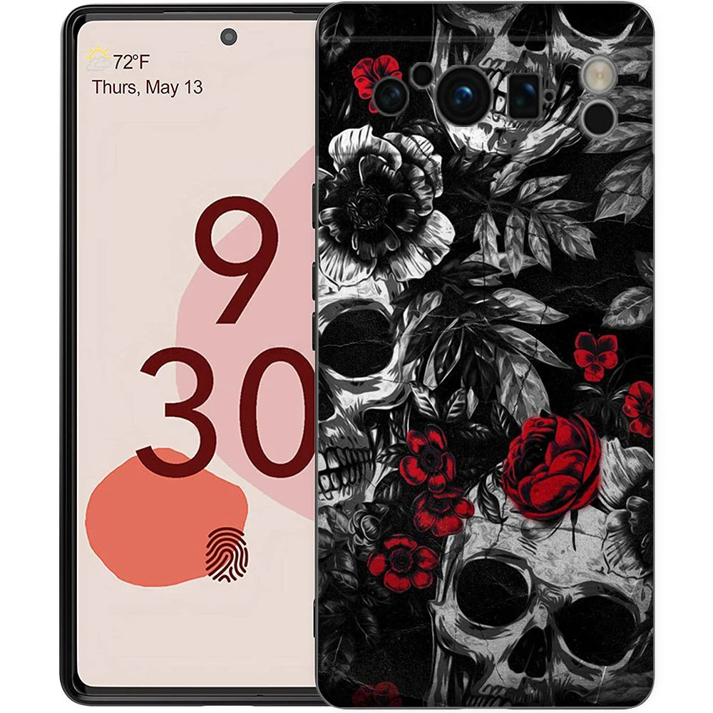 حافظة هاتف على شكل جمجمة أنيقة لهاتف جوجل بيكسل 8 7 6 7A 6A Pro 5G مقاومة للصدمات من السيليكون الناعم 8 Pro 5G Shell Capas Coque Bags من البولي يوريثان